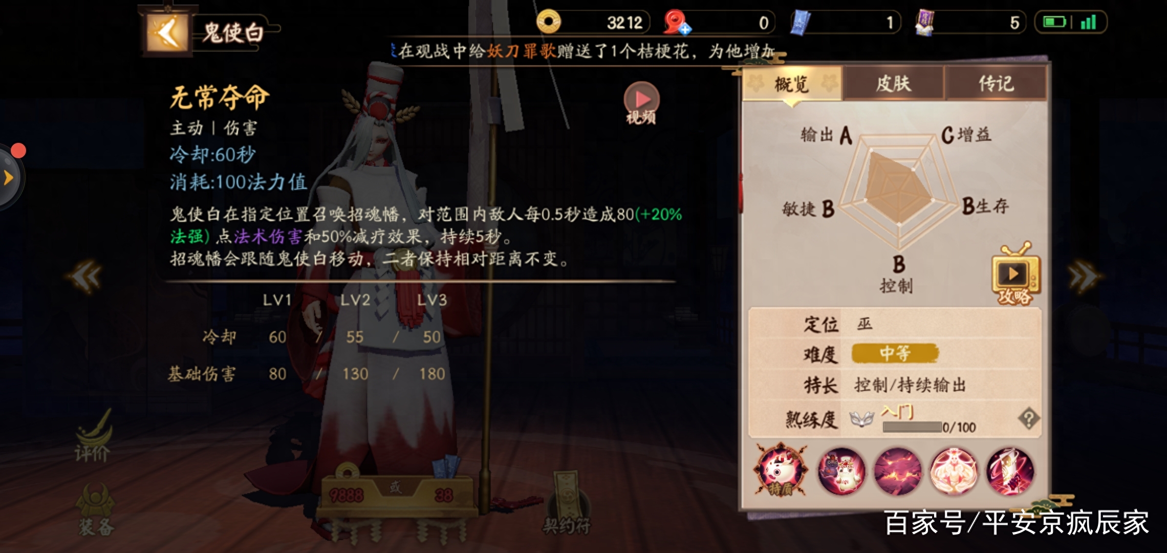 决战平安京鬼使白技能介绍以及加点攻略