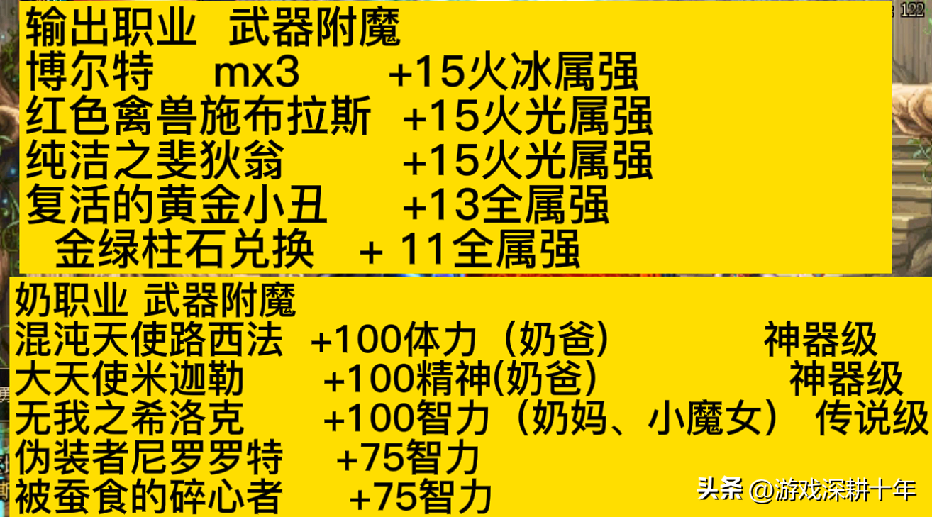 dnf110全职业顶级毕业附魔，性价比附魔推荐，输出职业奶职业